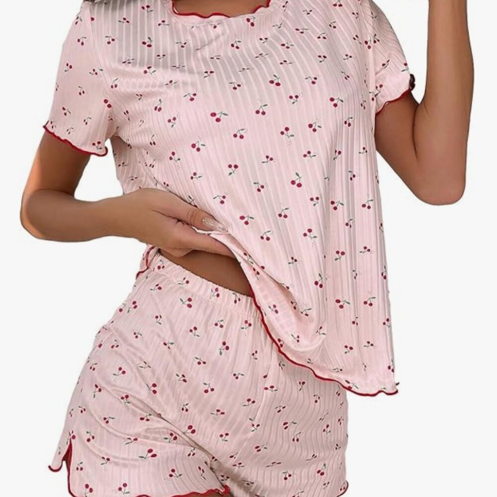 SOLY HUX Light Pink Cherry PJ Set- LARGE